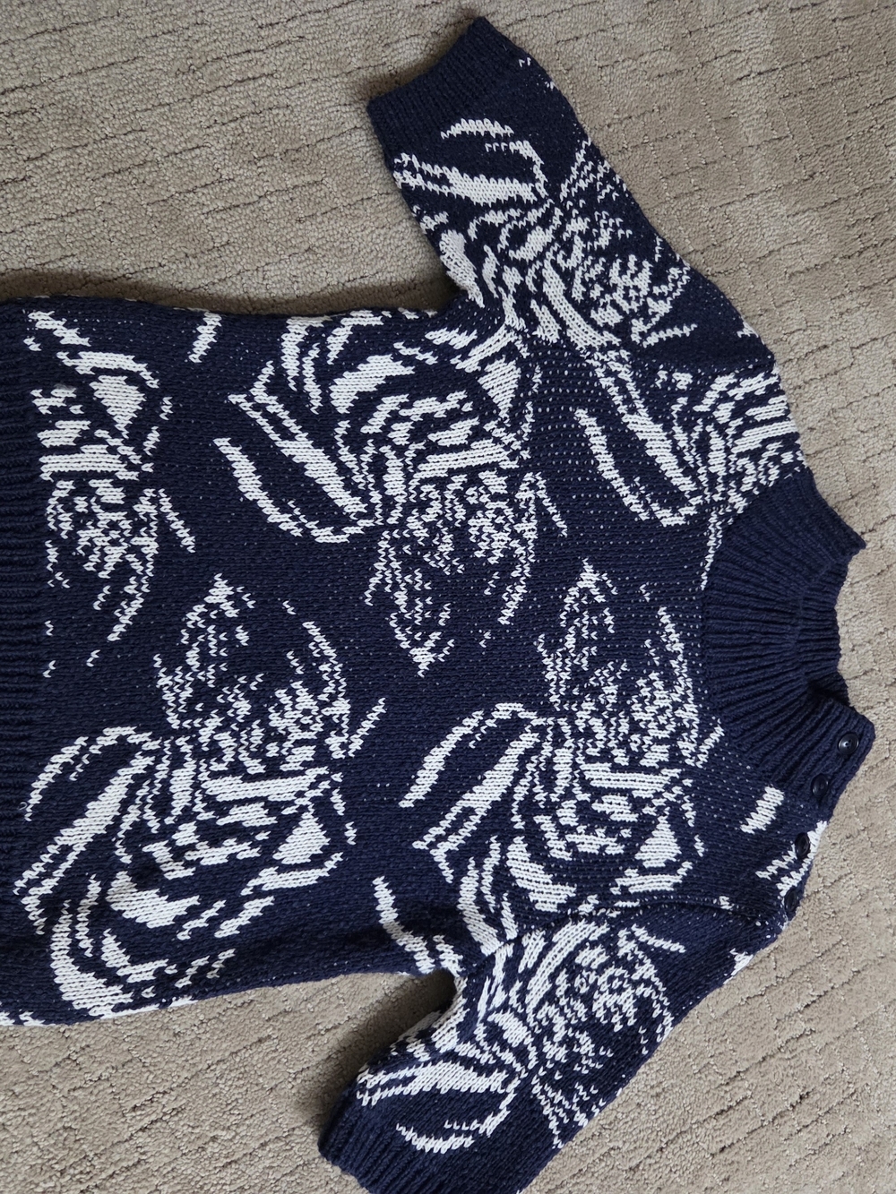 Anthropologie Maeve Navy and Cream Knit Cardigan